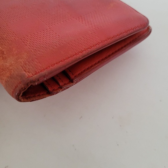 Authentic Louis Vuitton Red Damier Infini Soft Leather Brazza Bifold Wallet Long - Picture 13 of 13